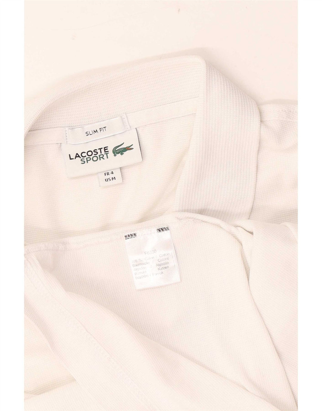 Lacoste Mens Slim Fit Polo Shirt Size 4 Medium White Cotton