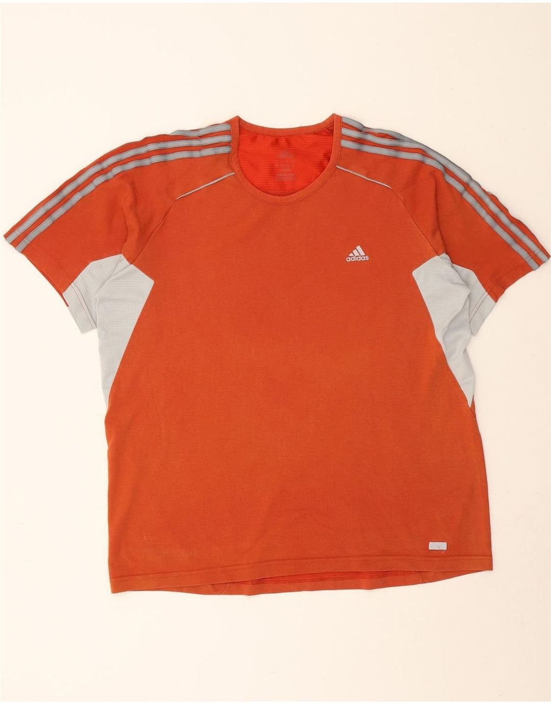 ADIDAS Mens T-Shirt Top Large Orange Colourblock Cotton