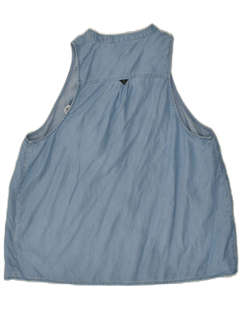 SUPERDRY Womens Sleeveless Blouse Top UK 14 Medium Blue Cotton | Vintage Superdry | Thrift | Second-Hand Superdry | Used Clothing | Messina Hembry 