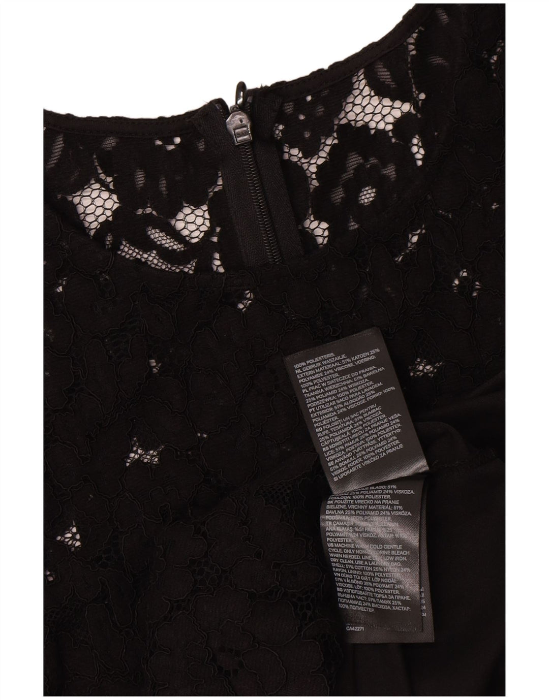 Vintage Womens Long Sleeve Shift Dress UK 12 Medium Black Floral Polyester