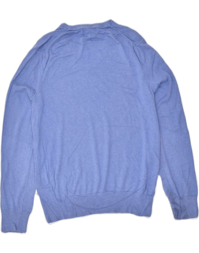BANANA REPUBLIC Mens V-Neck Jumper Sweater Medium Blue Silk | Vintage Banana Republic | Thrift | Second-Hand Banana Republic | Used Clothing | Messina Hembry 