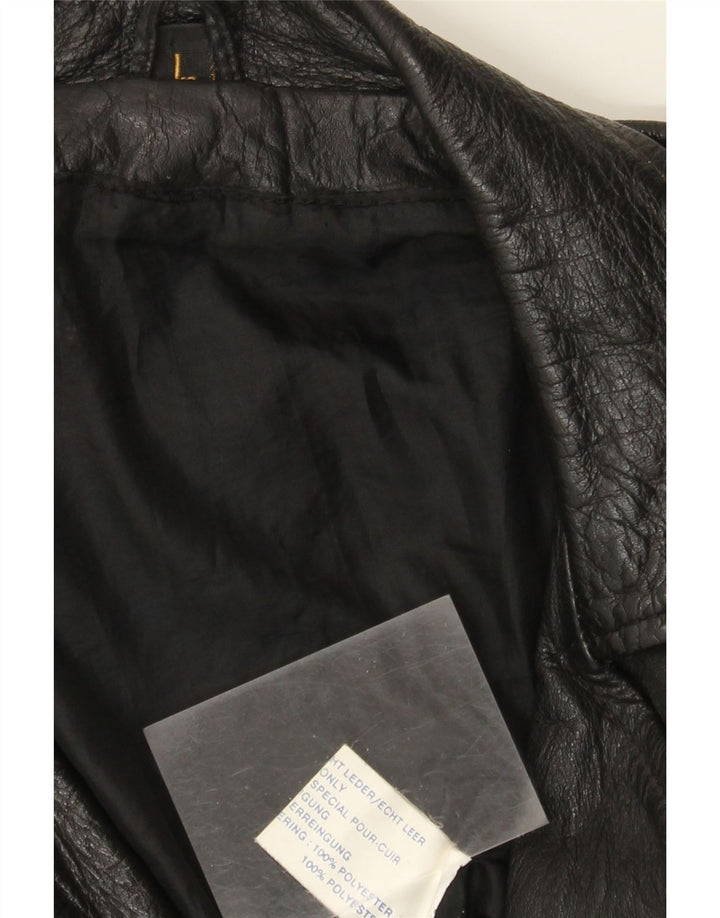 Vintage Mens Leather Biker Jacket UK 40 Large Black Leather