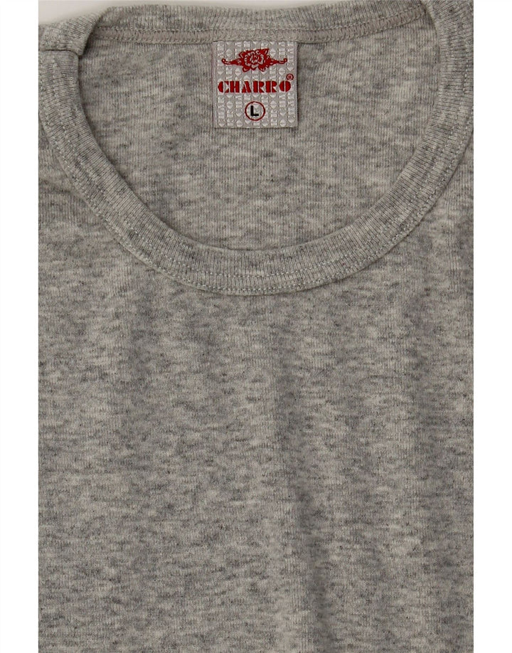 CHARRO Womens T-Shirt Top UK 14 Large Grey Cotton Vintage Charro and Second-Hand Charro from Messina Hembry 