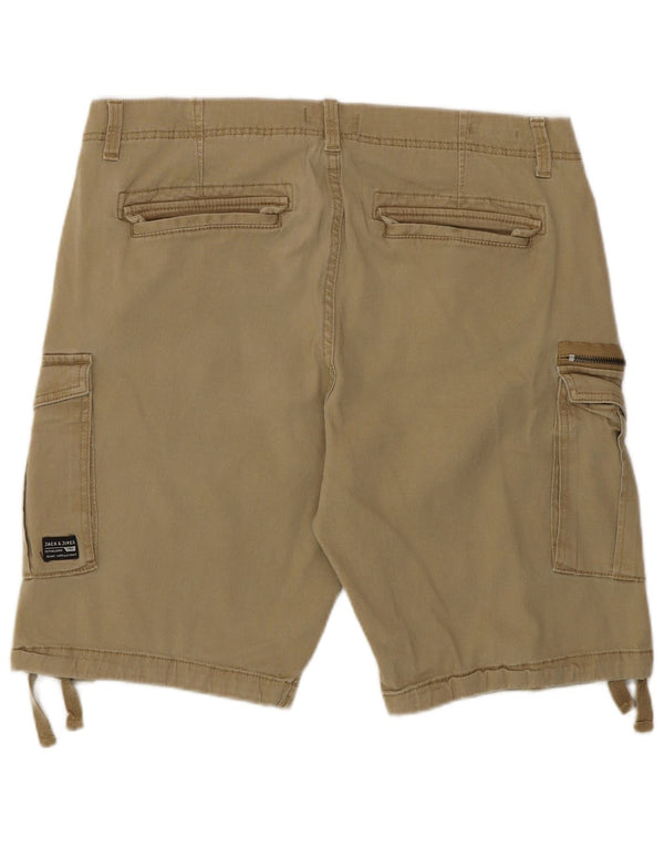 Jack & Jones Mens Comfort Fit Cargo Shorts Large W34 Khaki Cotton