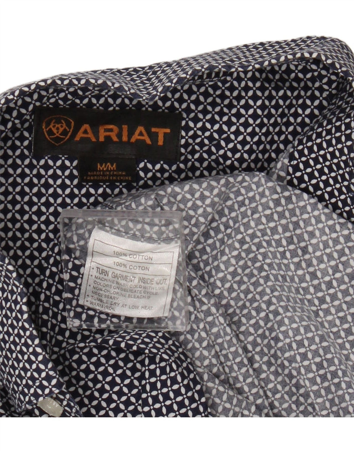 Ariat Mens Shirt Medium Navy Blue Geometric Cotton