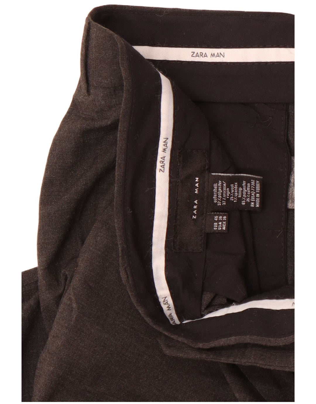 Zara Mens Straight Suit Trousers EU 46 XL W36 L29 Grey Polyester