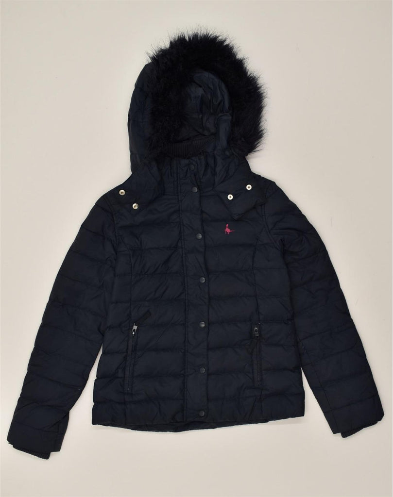 JACK WILLS Womens Hooded Padded Jacket UK 10 Small Navy Blue | Vintage Jack Wills | Thrift | Second-Hand Jack Wills | Used Clothing | Messina Hembry 