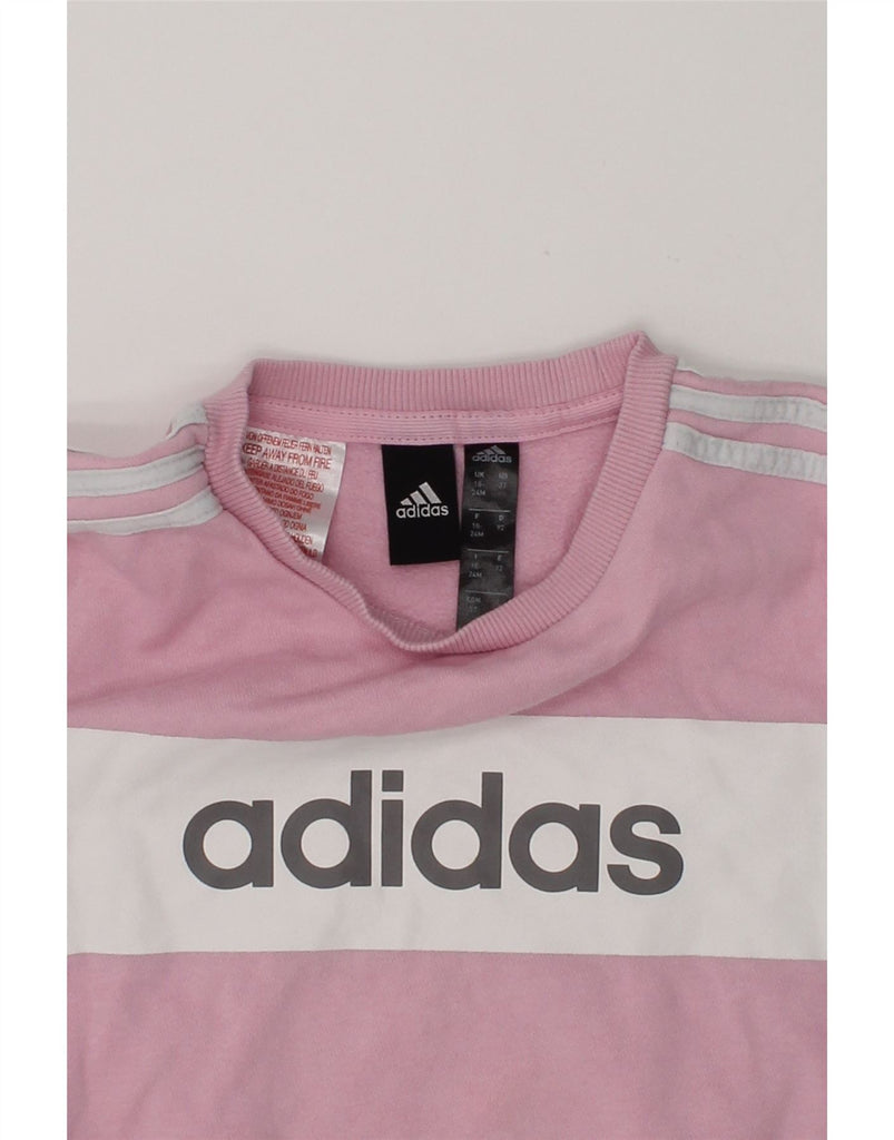 ADIDAS Baby Girls Graphic Sweatshirt Jumper 18-24 Months Pink Colourblock | Vintage Adidas | Thrift | Second-Hand Adidas | Used Clothing | Messina Hembry 