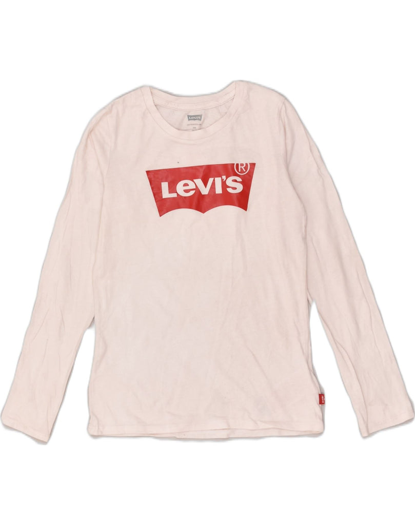 LEVI'S Girls Graphic Top Long Sleeve 13-14 Years White Cotton | Vintage Levi's | Thrift | Second-Hand Levi's | Used Clothing | Messina Hembry 