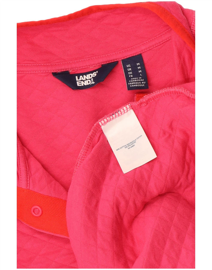 Lands End Womens Jersey Button Neck Sweatshirt Jumper UK 14 Medium Pink