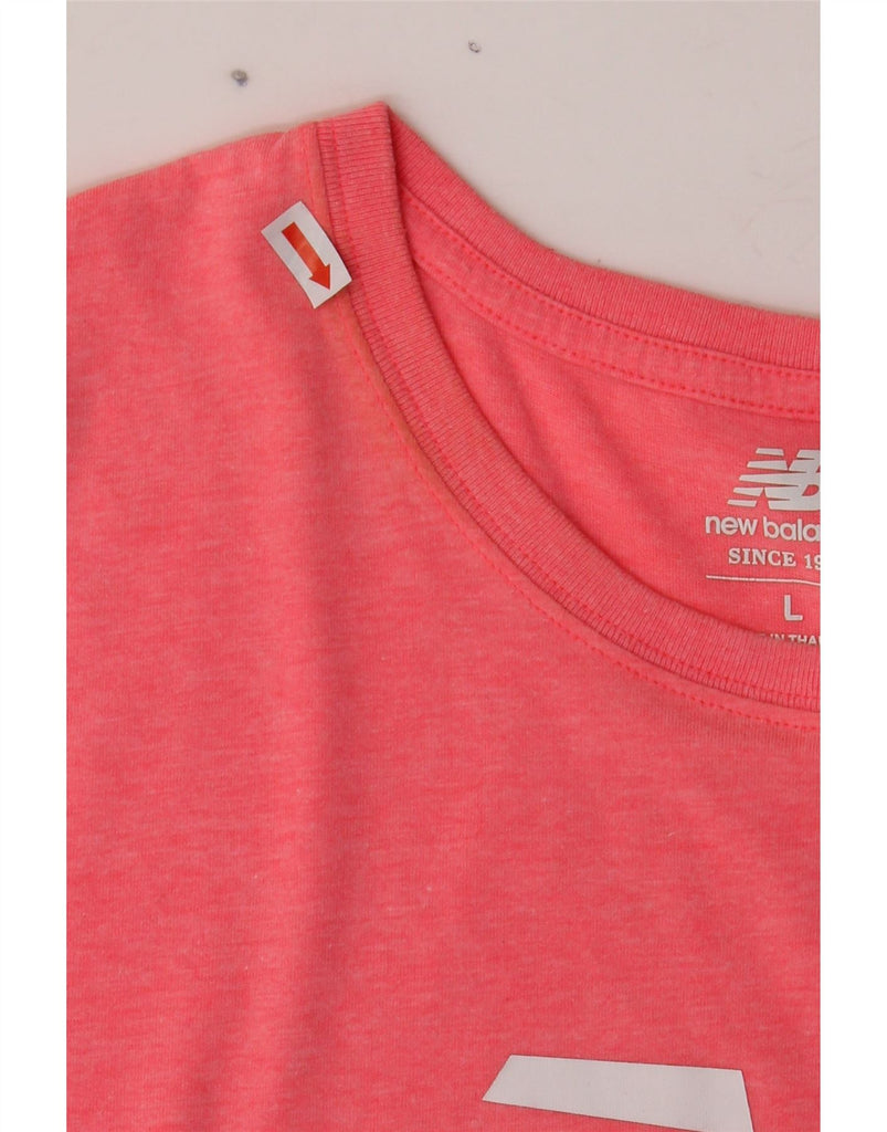 NEW BALANCE Womens Graphic T-Shirt Top UK 16 Large Pink Cotton Vintage New Balance and Second-Hand New Balance from Messina Hembry 