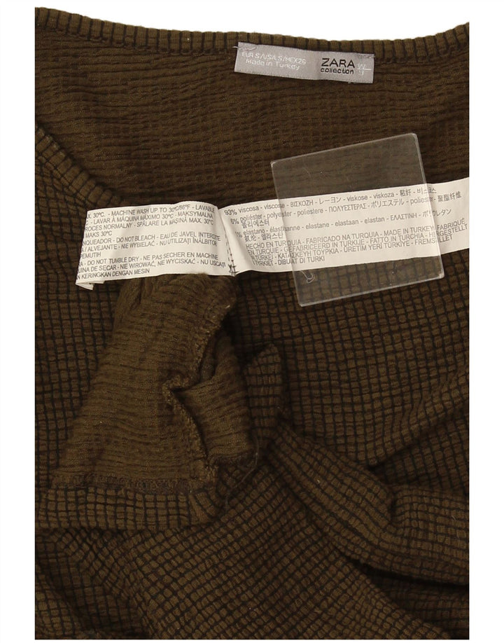 Zara Womens Oversized Top 3/4 Sleeve UK 10 Small Brown Viscose