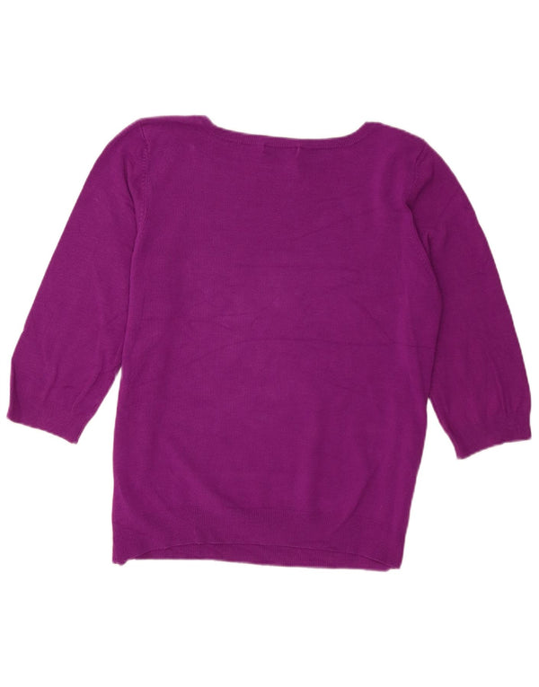 Marks & Spencer Womens 3/4 Sleeve Boat Neck Jumper Sweater UK 18 XL Purple