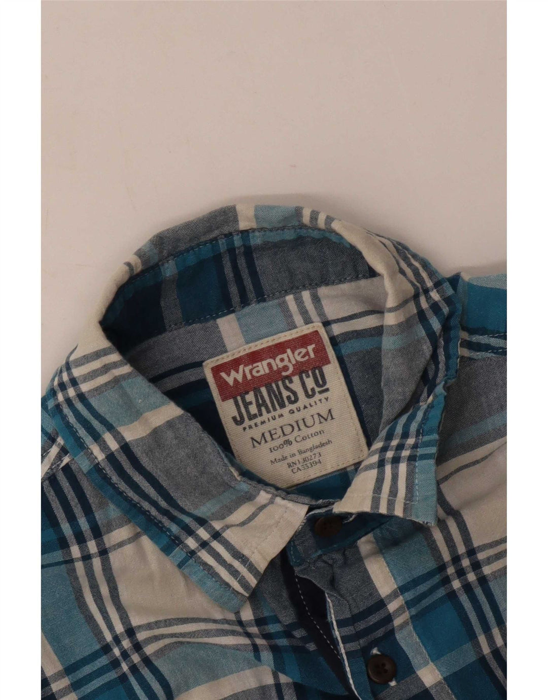 Wrangler Mens Shirt Medium Blue Check
