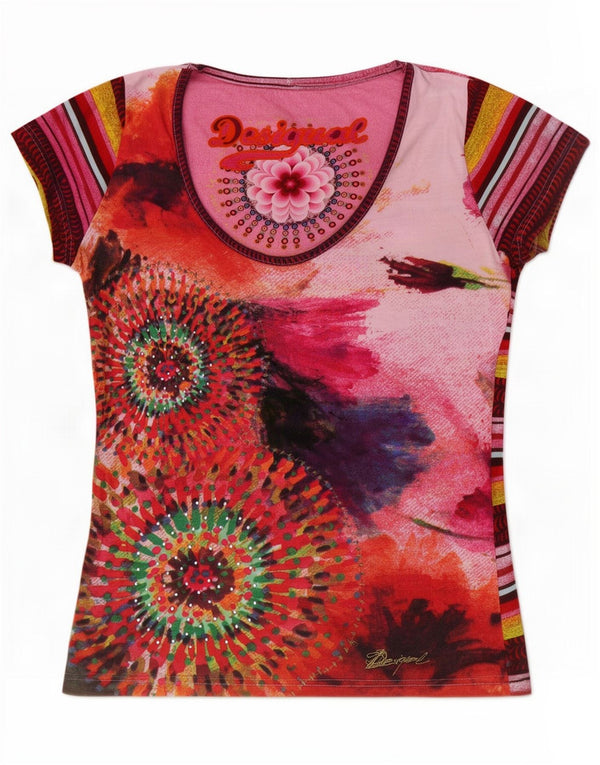 Desigual Womens Graphic T-Shirt Top UK 14 Large Multicoloured Floral