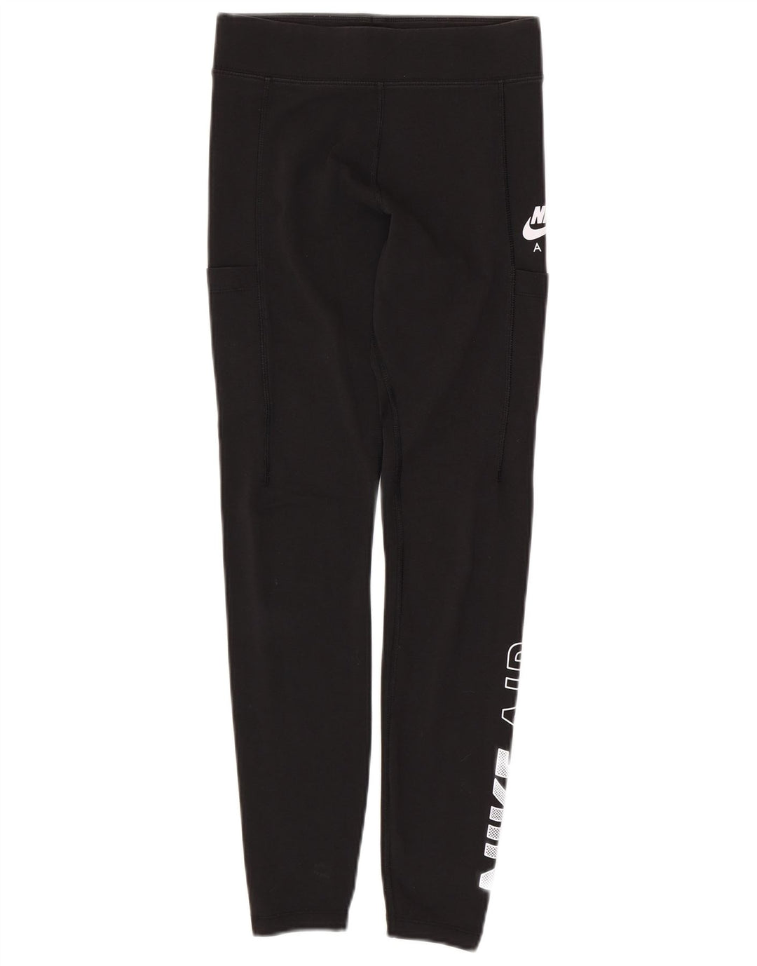 NIKE Womens Graphic Leggings UK 10 Small  Black Cotton