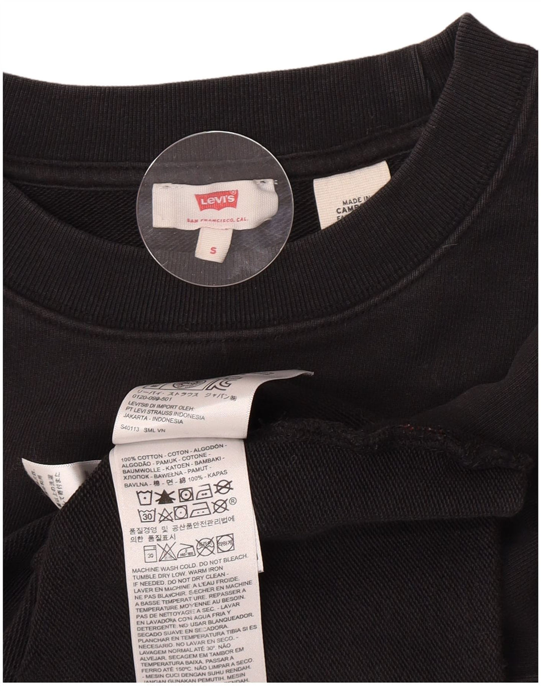 Levi's Womens Graphic Oversized Sweatshirt Jumper UK 10 Small Black Cotton
