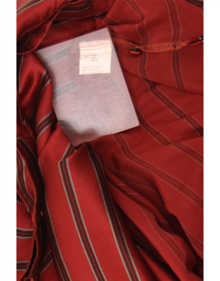 Vintage Womens Long Sleeve Button Neck Blouse Top IT 42 Medium Red Striped