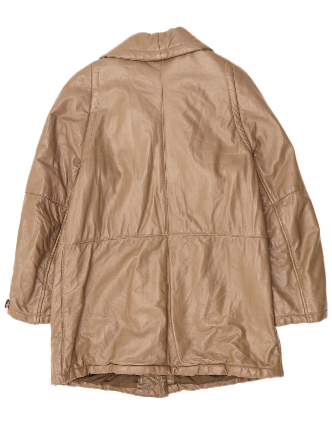 Belfe Womens Leather Coat IT 44 Medium Brown