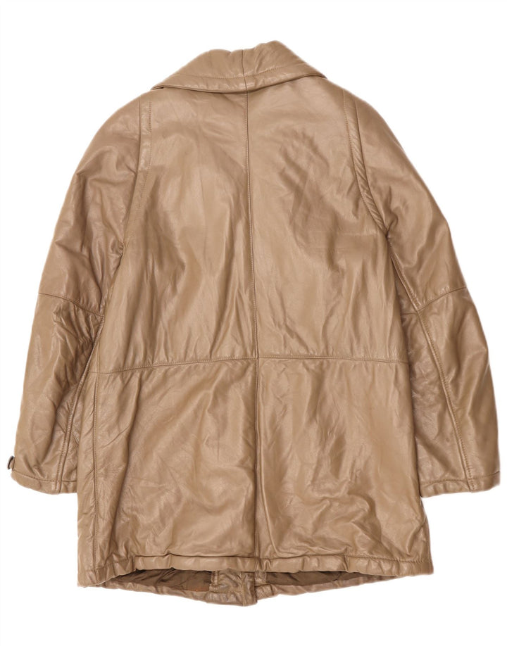 Belfe Womens Leather Coat IT 44 Medium Brown