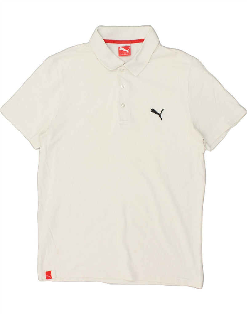 PUMA Mens Polo Shirt Medium White Cotton | Vintage Puma | Thrift | Second-Hand Puma | Used Clothing | Messina Hembry 