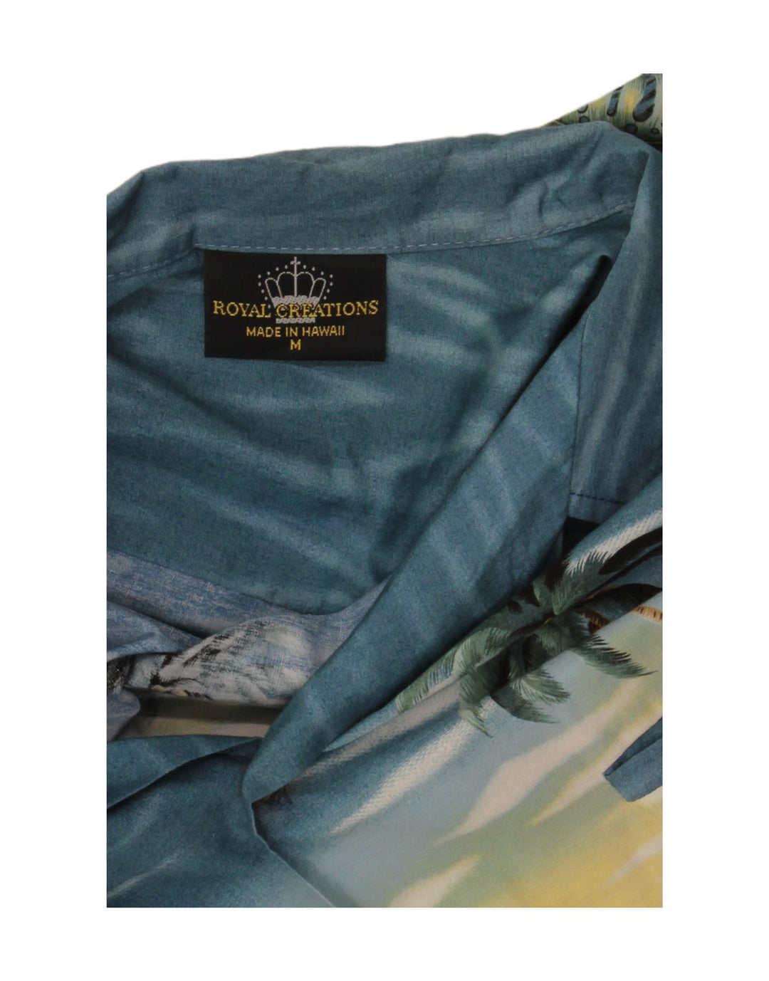 ROYAL CREATION Mens Hawaiian Short Sleeve Shirt Medium Blue Cotton