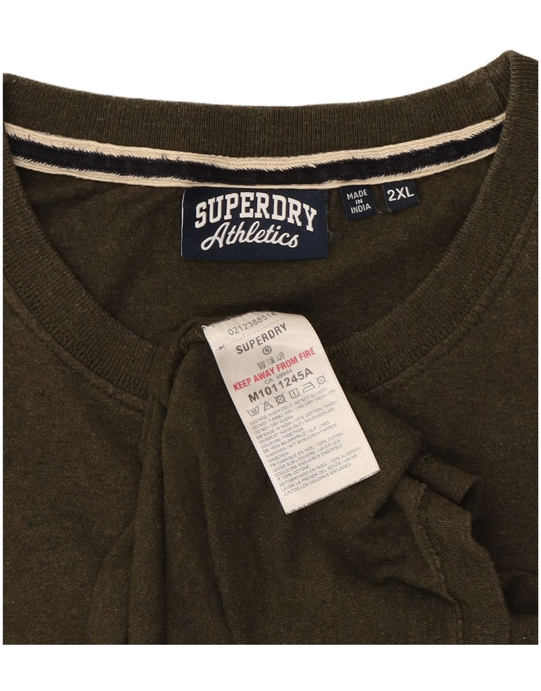 Superdry Mens T-Shirt Top 2XL Khaki Cotton