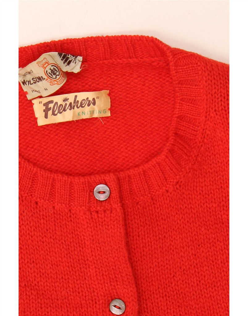 VINTAGE Womens Cardigan Sweater UK 14 Medium Red Vintage Vintage and Second-Hand Vintage from Messina Hembry 