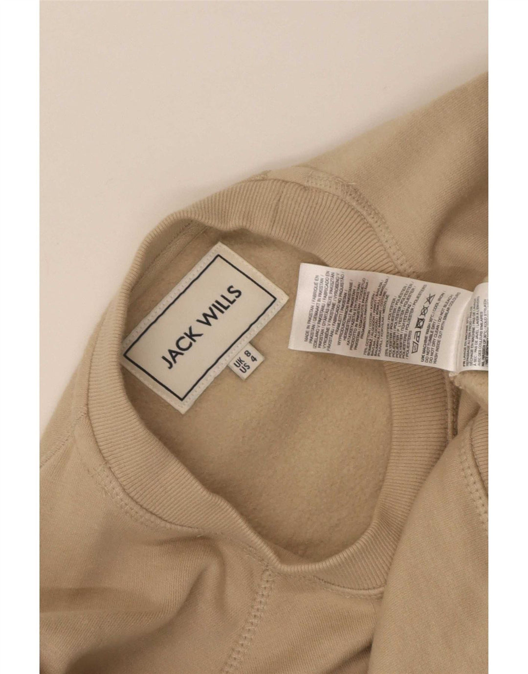 Jack Wills Womens Oversized Sweatshirt Jumper UK 8 Small Beige Cotton
