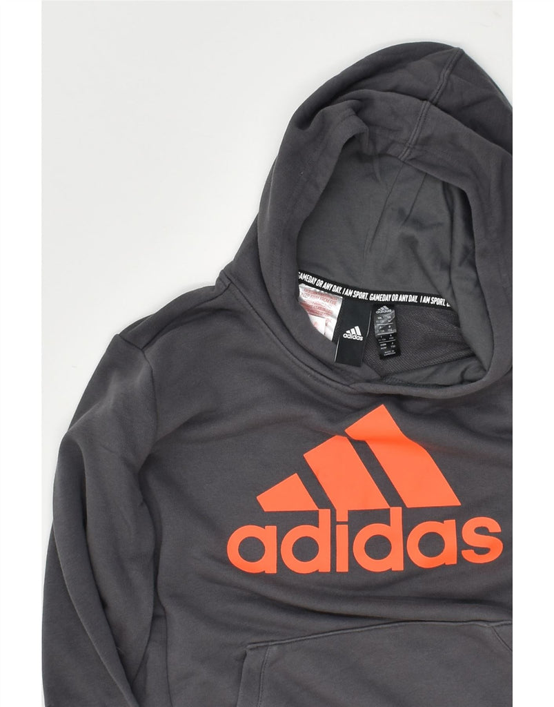 ADIDAS Boys Graphic Hoodie Jumper 11-12 Years Grey Cotton | Vintage Adidas | Thrift | Second-Hand Adidas | Used Clothing | Messina Hembry 