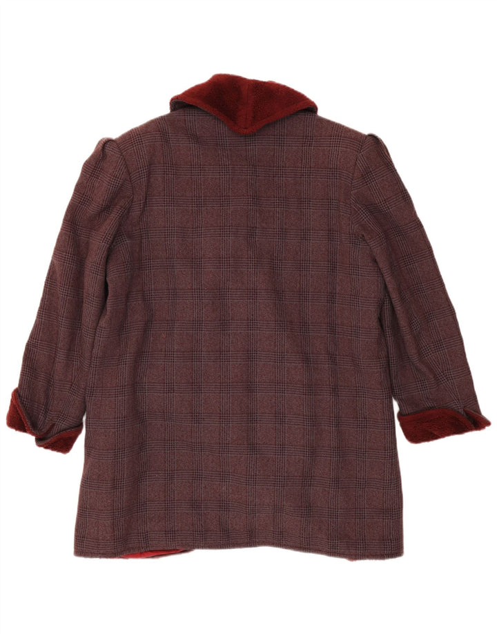 Cerruti 1881 Womens Overcoat UK 14 Medium Burgundy Check