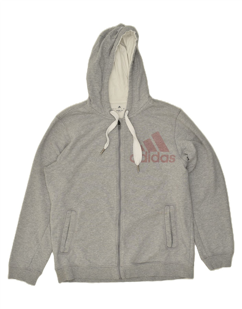 ADIDAS Mens Graphic Zip Hoodie Sweater Large Grey Cotton Vintage Adidas and Second-Hand Adidas from Messina Hembry 