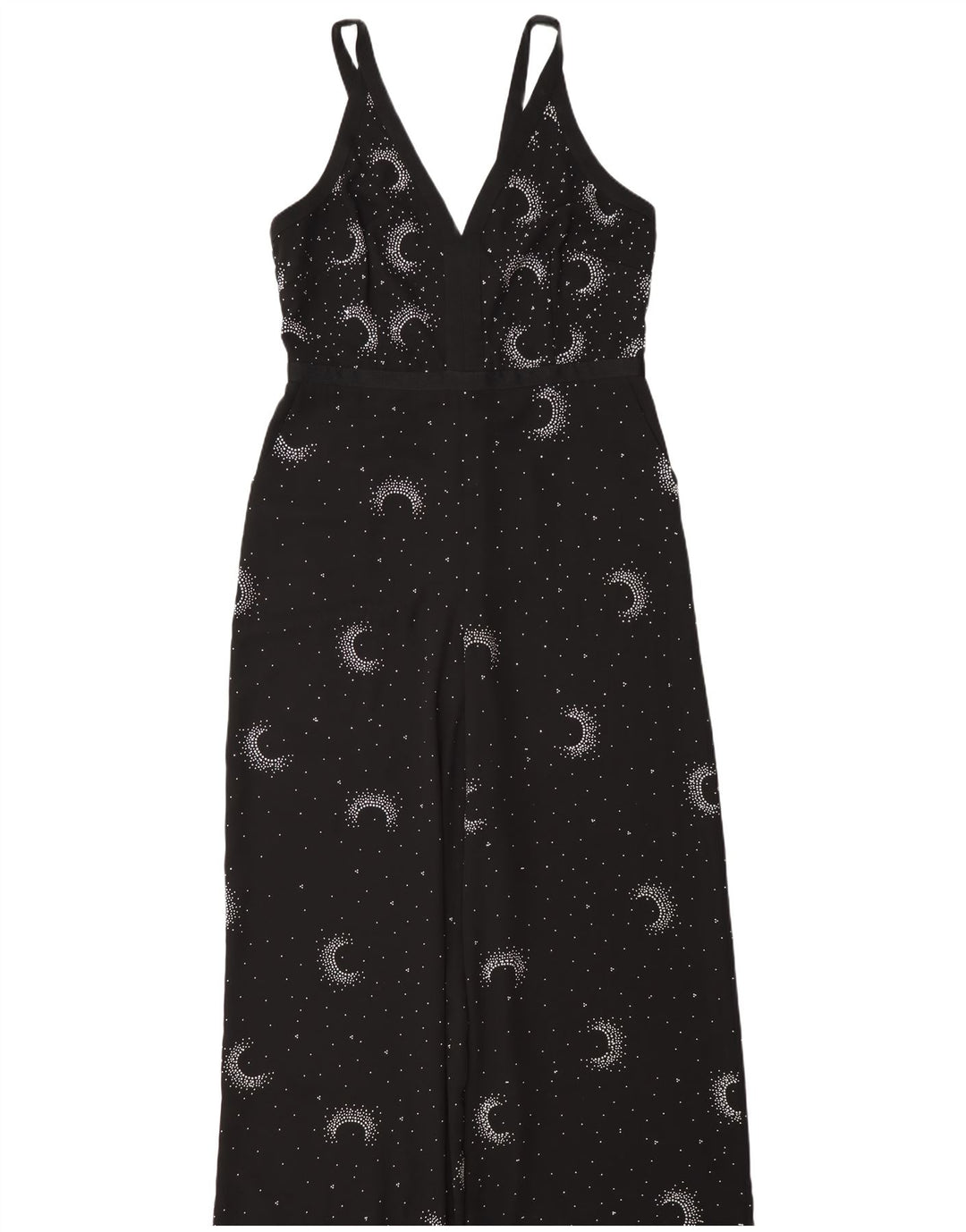 Monsoon Womens Sleeveless Jumpsuit UK 16 Large Black Spotted Polyester