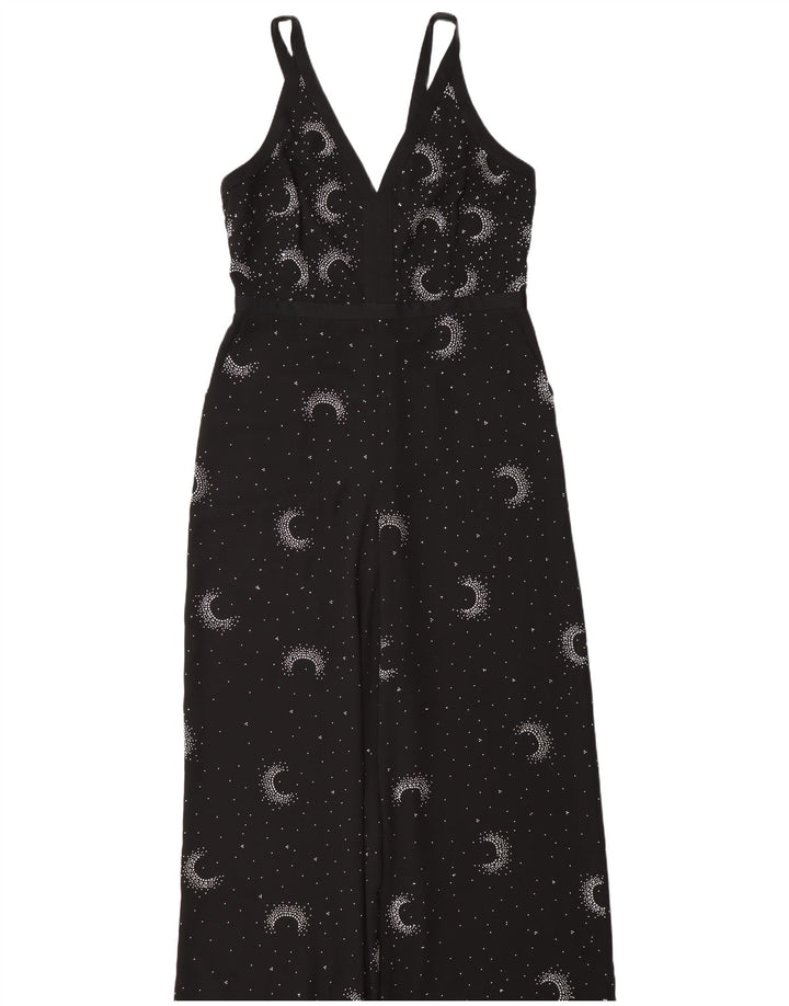 Monsoon Womens Sleeveless Jumpsuit UK 16 Large Black Spotted Polyester