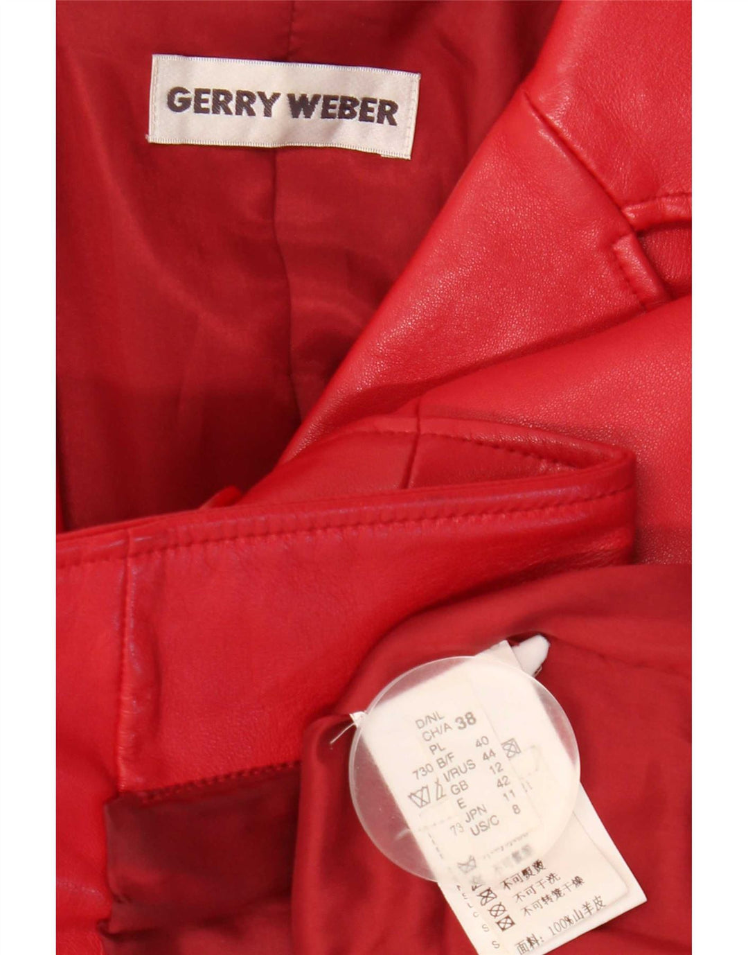 Gerry Weber Womens Leather Jacket UK 12 Medium Red Leather