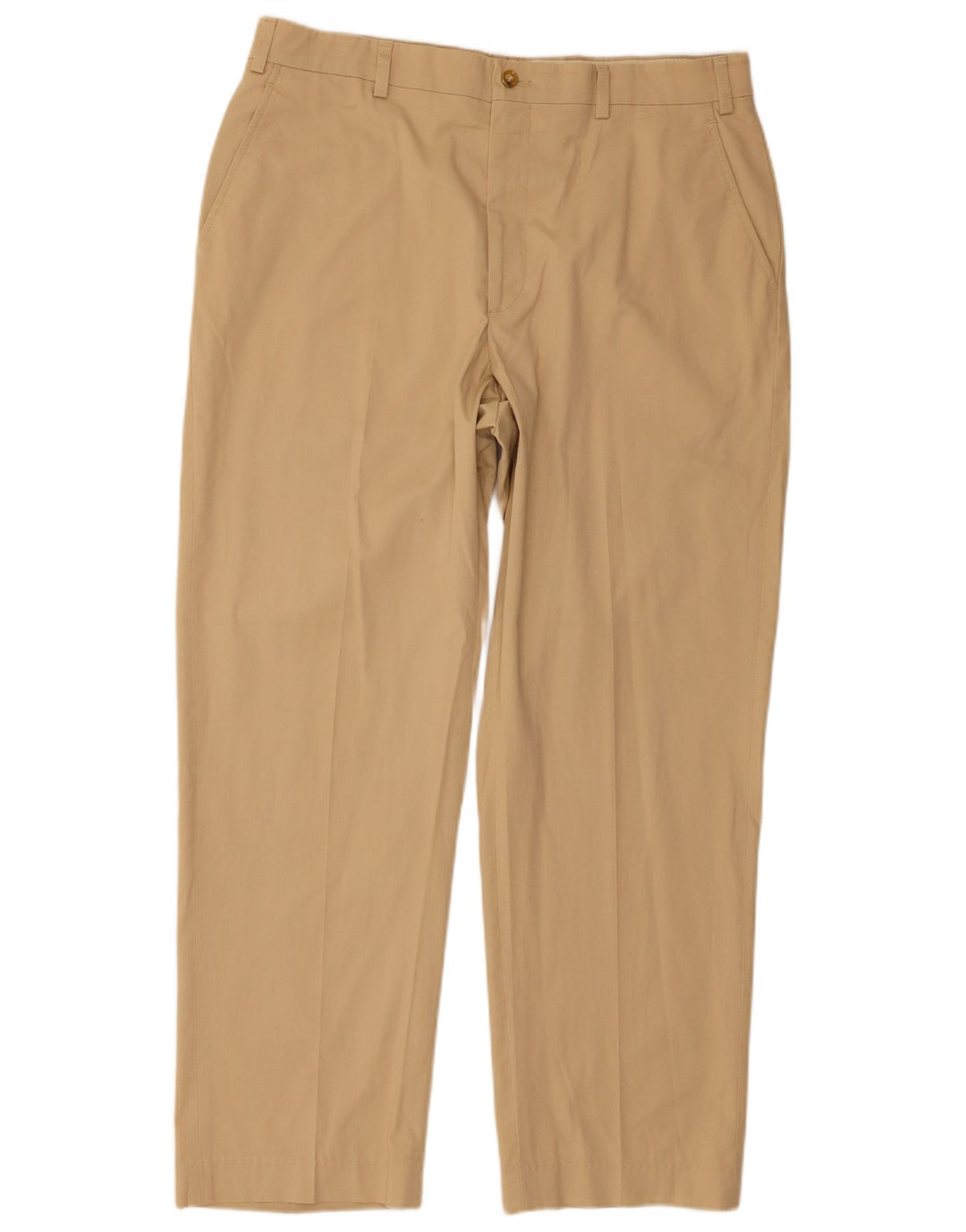 Orvis Mens Straight Chino Trousers W36 L30 Beige Polyester