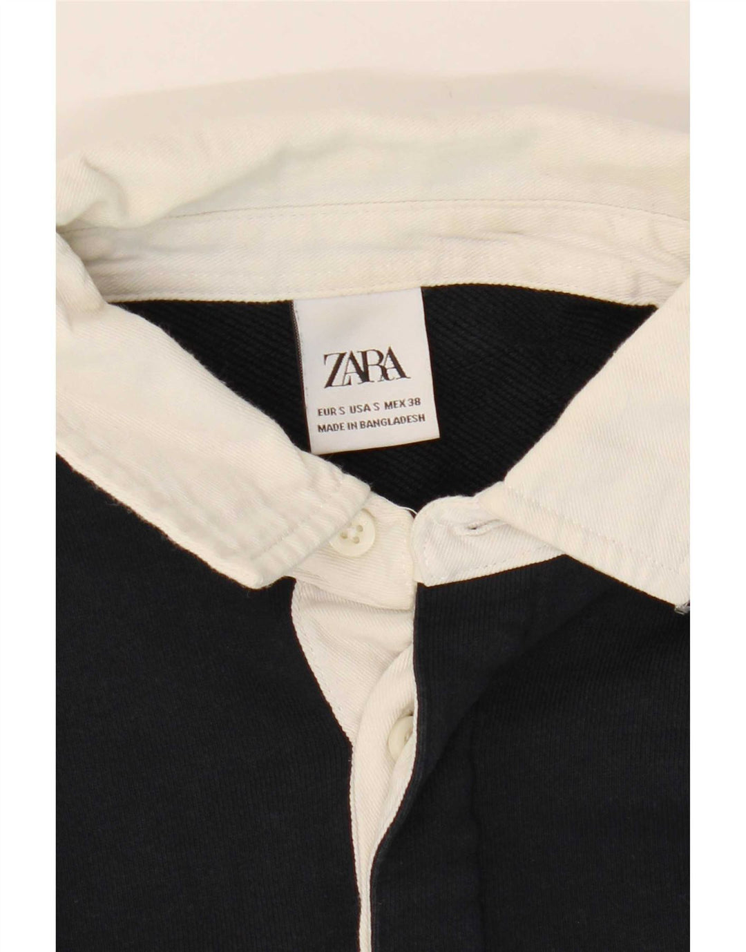 Zara Mens Polo Neck Sweatshirt Jumper Small Navy Blue Colourblock