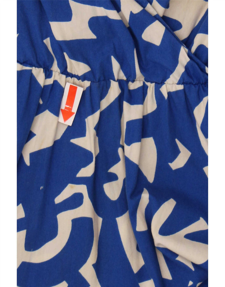 Zara Womens Abstract Pattern Ruffle Tiered Dress UK 14 Large Blue