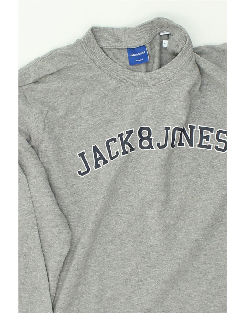 JACK & JONES Mens Graphic Sweatshirt Jumper Large Grey Cotton | Vintage Jack & Jones | Thrift | Second-Hand Jack & Jones | Used Clothing | Messina Hembry 