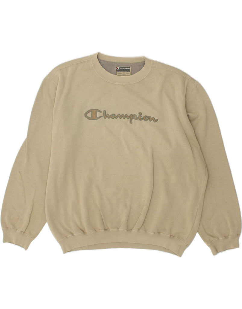 CHAMPION Mens Graphic Sweatshirt Jumper XL Beige | Vintage Champion | Thrift | Second-Hand Champion | Used Clothing | Messina Hembry 