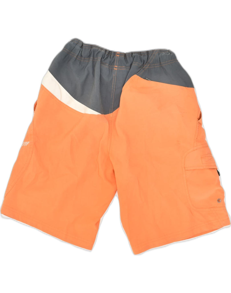 REEBOK Mens Graphic Swimming Shorts XS Orange Colourblock Polyester | Vintage Reebok | Thrift | Second-Hand Reebok | Used Clothing | Messina Hembry 