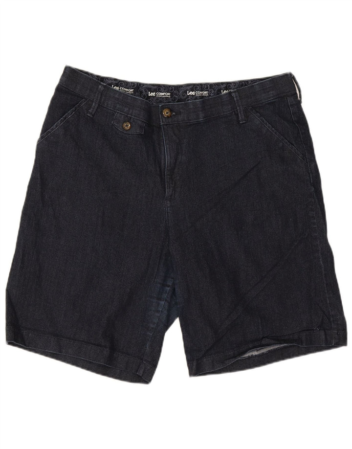 LEE Womens Denim Shorts US 18 2XL W38 Navy Blue Cotton