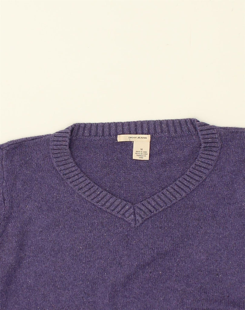 DKNY Womens Longline V-Neck Jumper Sweater UK 14 Medium  Purple Cotton | Vintage Dkny | Thrift | Second-Hand Dkny | Used Clothing | Messina Hembry 