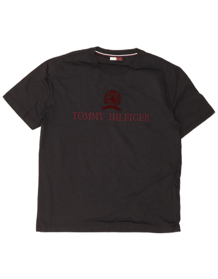 Tommy Hilfiger Mens Graphic T-Shirt Top Large Black Cotton