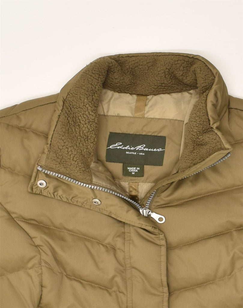 EDDIE BAUER Womens Padded Jacket UK 14 Medium Khaki Polyester | Vintage Eddie Bauer | Thrift | Second-Hand Eddie Bauer | Used Clothing | Messina Hembry 