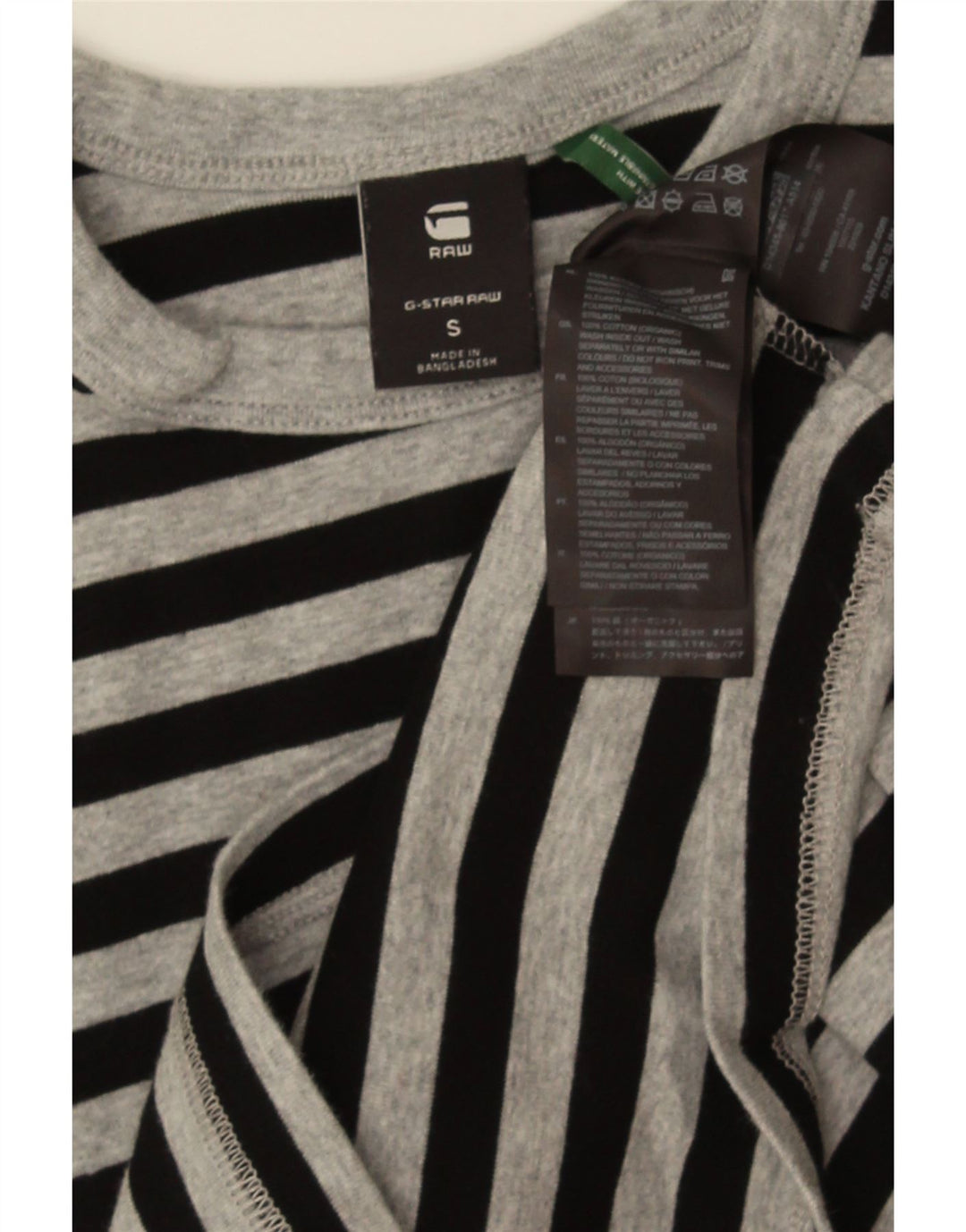 G-STAR Mens T-Shirt Top Small Black Striped Cotton