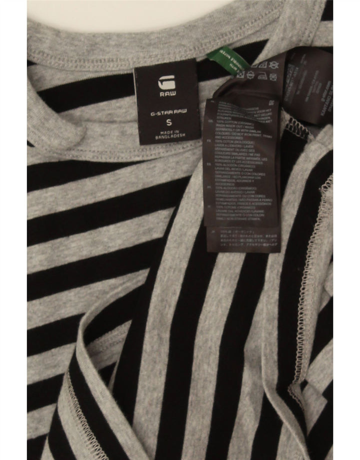 G-STAR Mens T-Shirt Top Small Black Striped Cotton