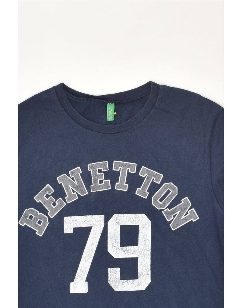 BENETTON Boys Graphic T-Shirt Top 11-12 Years 2XL Navy Blue Cotton | Vintage Benetton | Thrift | Second-Hand Benetton | Used Clothing | Messina Hembry 