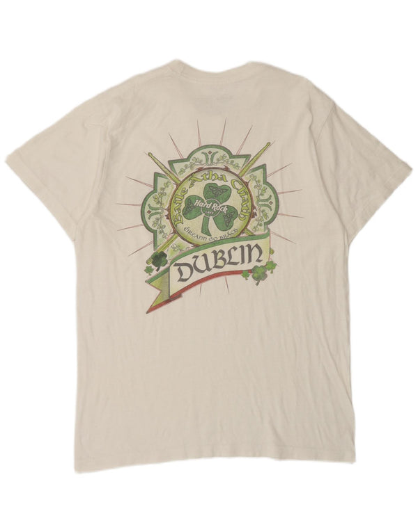 Hard Rock Cafe Mens Dublin Graphic T-Shirt Top Medium White Cotton