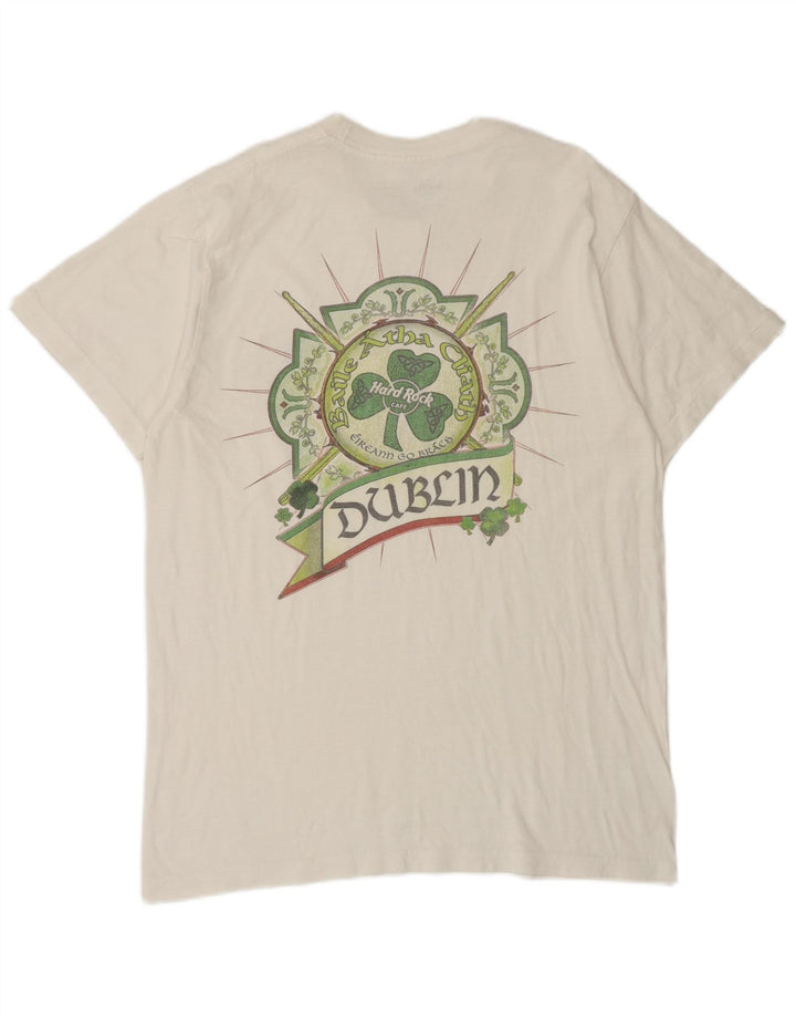 Hard Rock Cafe Mens Dublin Graphic T-Shirt Top Medium White Cotton
